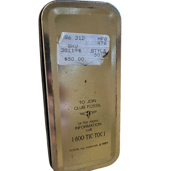 Vintage Fossil Tin Box With Classic Boat Graphic Model 501 1991 Collectors Decor - Picture 2 of 5